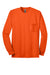Gildan 2410 Mens Ultra Long Sleeve Crewneck T-Shirt w/ Pocket Safety Orange Flat Front