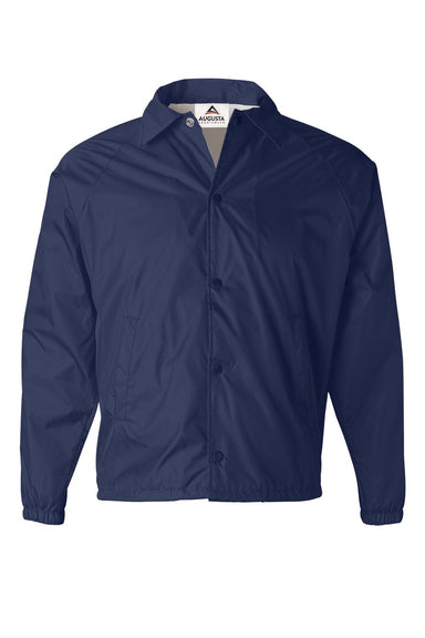 Augusta Sportswear 3100 Mens Water Resistant Snap Down Coaches Jacket Navy Blue Flat Front