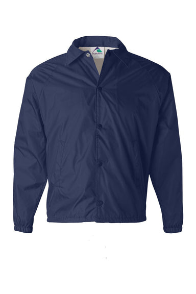 Augusta Sportswear 3100 Mens Water Resistant Snap Down Coaches Jacket Navy Blue Flat Front