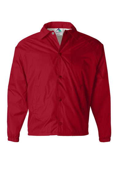 Augusta Sportswear 3100 Mens Water Resistant Snap Down Coaches Jacket Red Flat Front
