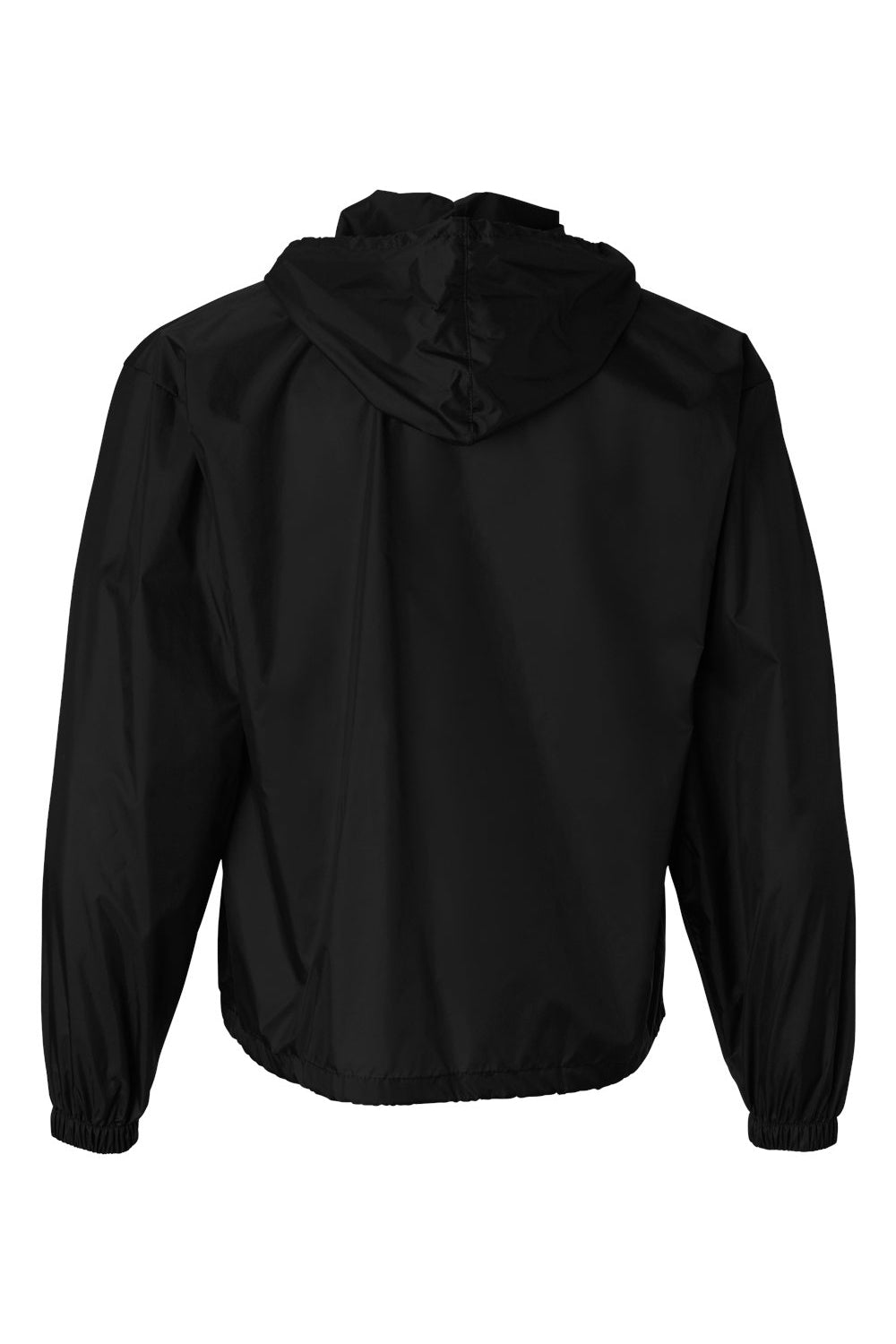 Augusta Sportswear 3130 Mens Water Resistant Packable 1/4 Zip Hooded Jacket Black Flat Back