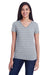 Threadfast Apparel 252RV Womens Short Sleeve V-Neck T-Shirt Heather Grey Model Front