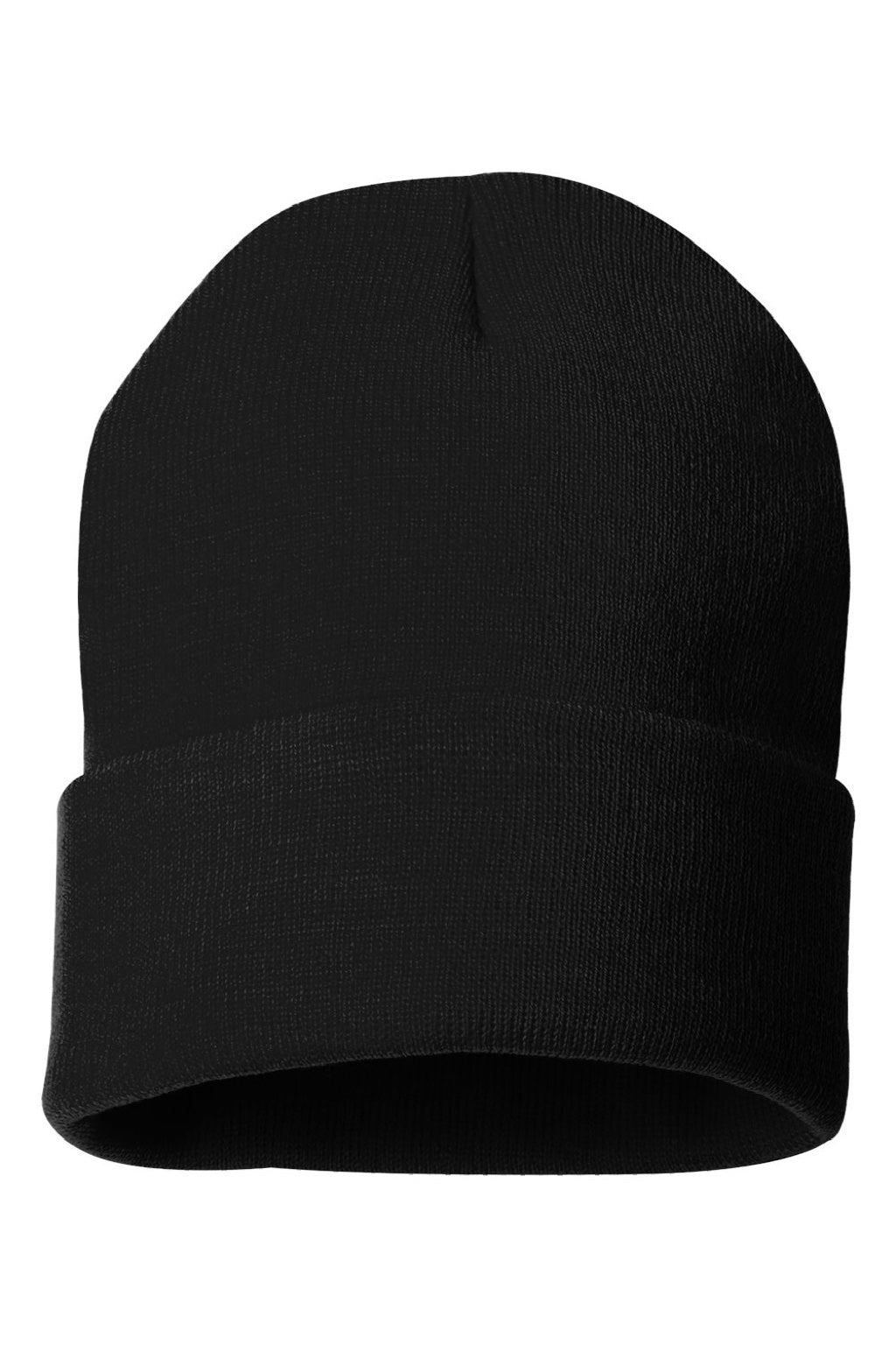 Sportsman Hats SP12 Unisex Solid Cuffed Beanie Black Flat Front