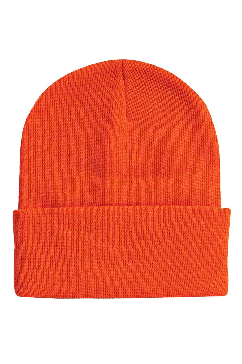 Sportsman Hats SP12 Unisex Solid Cuffed Beanie Blaze Orange Flat Front