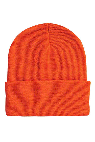 Sportsman Hats SP12 Unisex Solid Cuffed Beanie Blaze Orange Flat Front