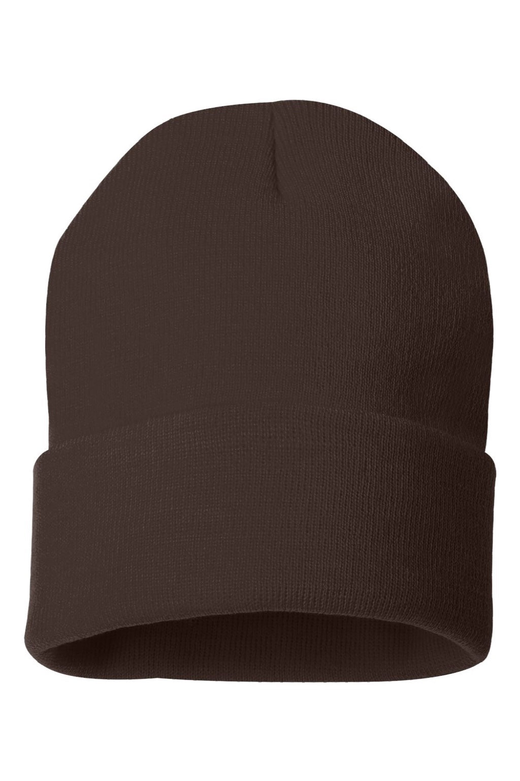 Sportsman Hats SP12 Unisex Solid Cuffed Beanie Brown Flat Front