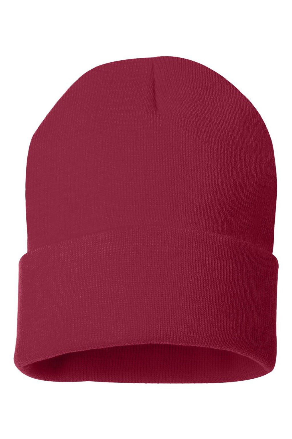 Sportsman Hats SP12 Unisex Solid Cuffed Beanie Cardinal Red Flat Front