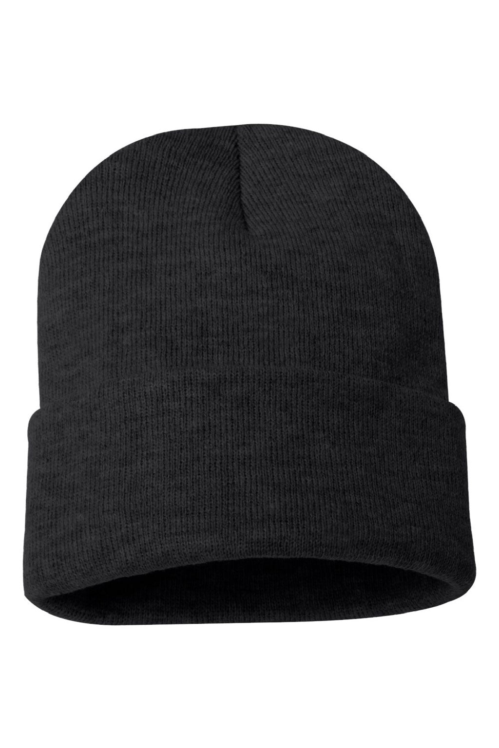 Sportsman Hats SP12 Unisex Solid Cuffed Beanie Heather Charcoal Grey Flat Front