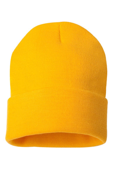 Sportsman Hats SP12 Unisex Solid Cuffed Beanie Gold Flat Front