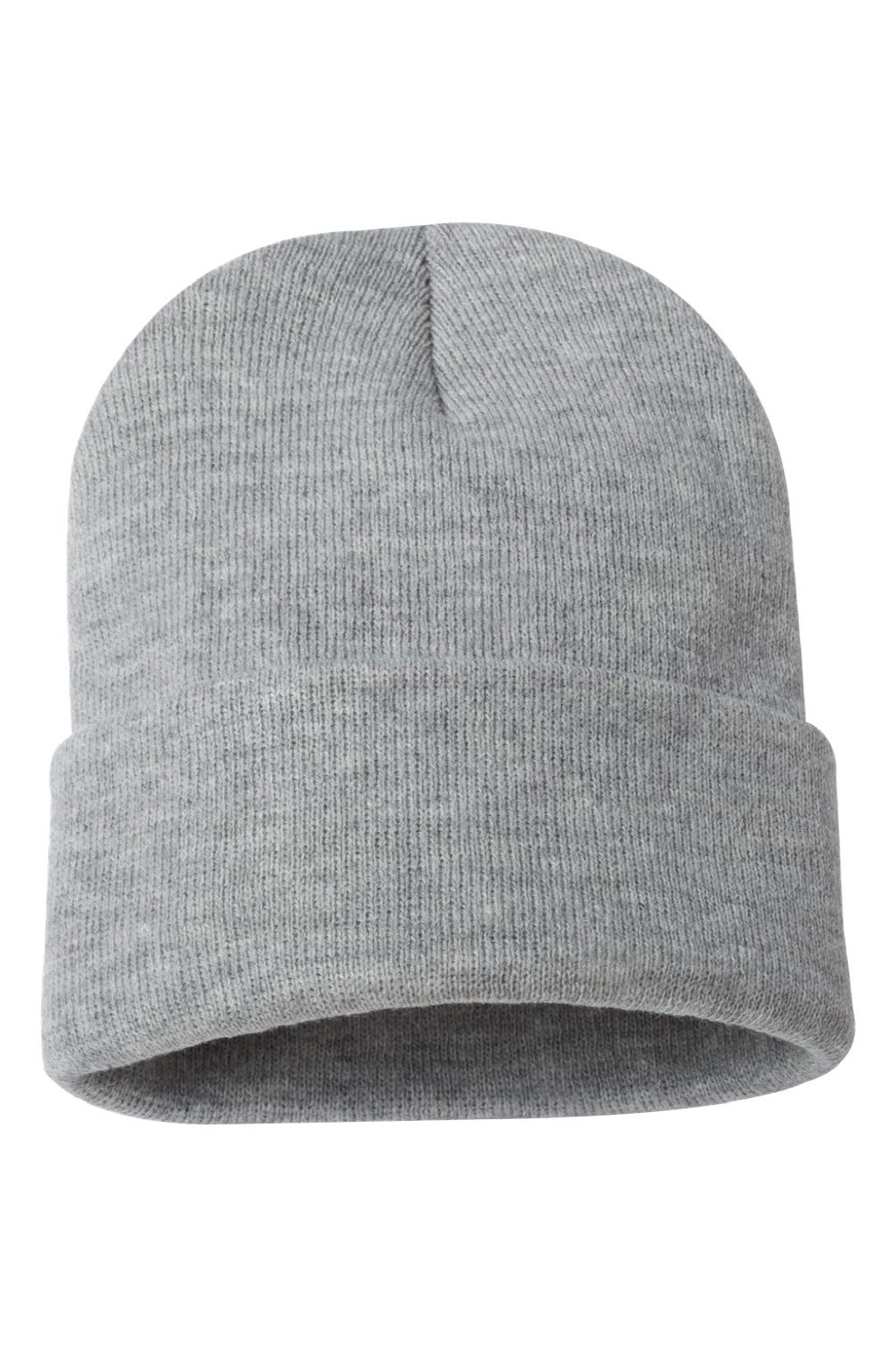 Sportsman Hats SP12 Unisex Solid Cuffed Beanie Heather Grey Flat Front