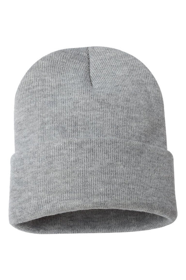 Sportsman Hats SP12 Unisex Solid Cuffed Beanie Heather Grey Flat Front