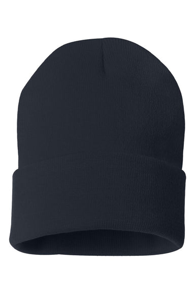 Sportsman Hats SP12 Unisex Solid Cuffed Beanie Navy Blue Flat Front