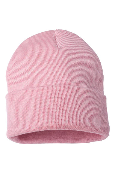 Sportsman Hats SP12 Unisex Solid Cuffed Beanie Pink Flat Front