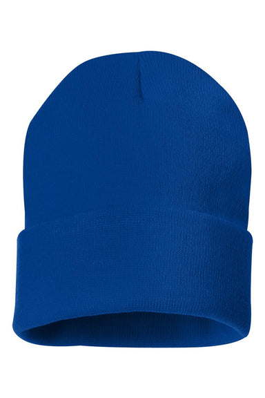 Sportsman SP12 Mens Solid Cuffed Beanie Royal Blue Flat Front