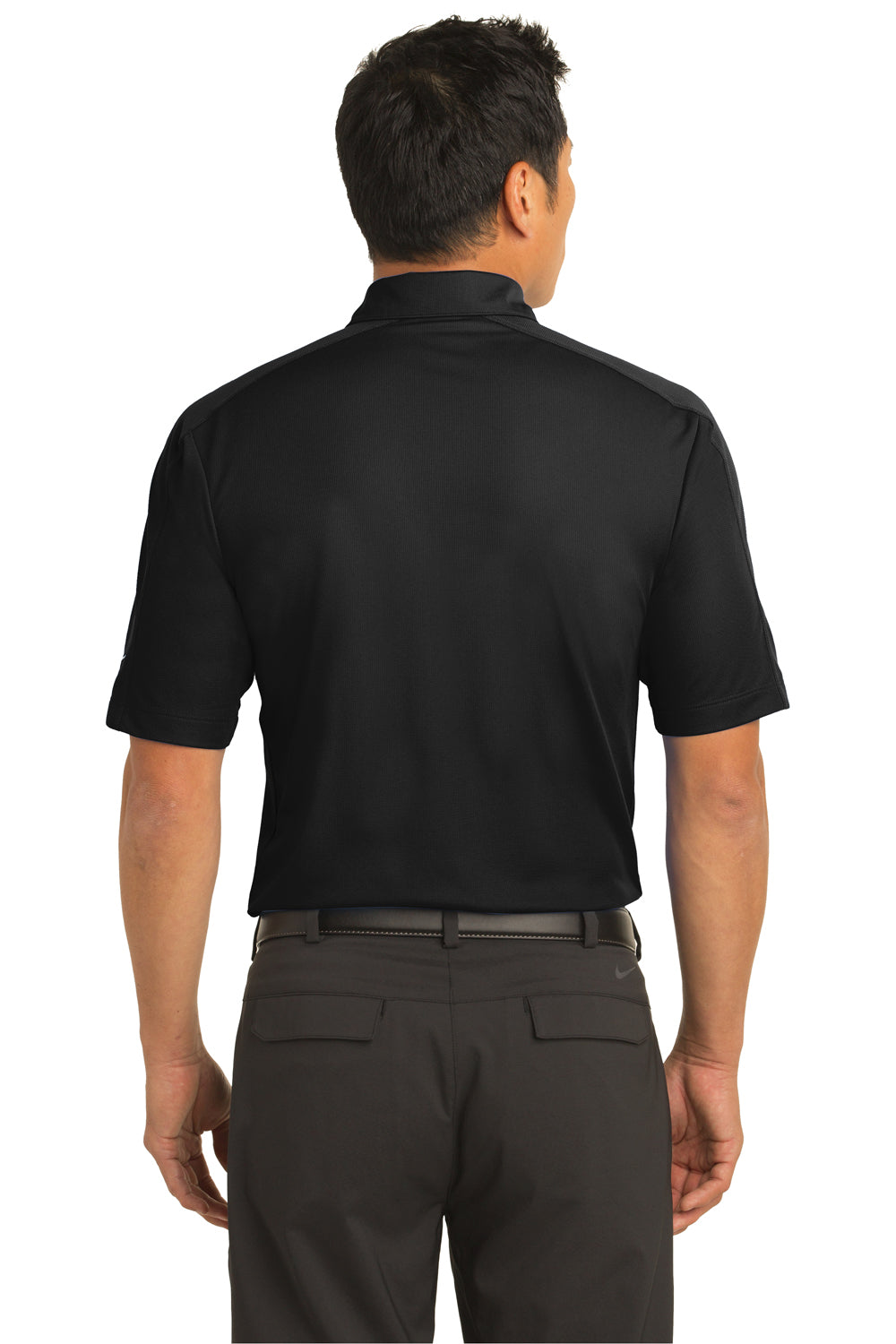 Nike 266998 Mens Tech Sport Dri-Fit Moisture Wicking Short Sleeve Polo Shirt Black Model Back