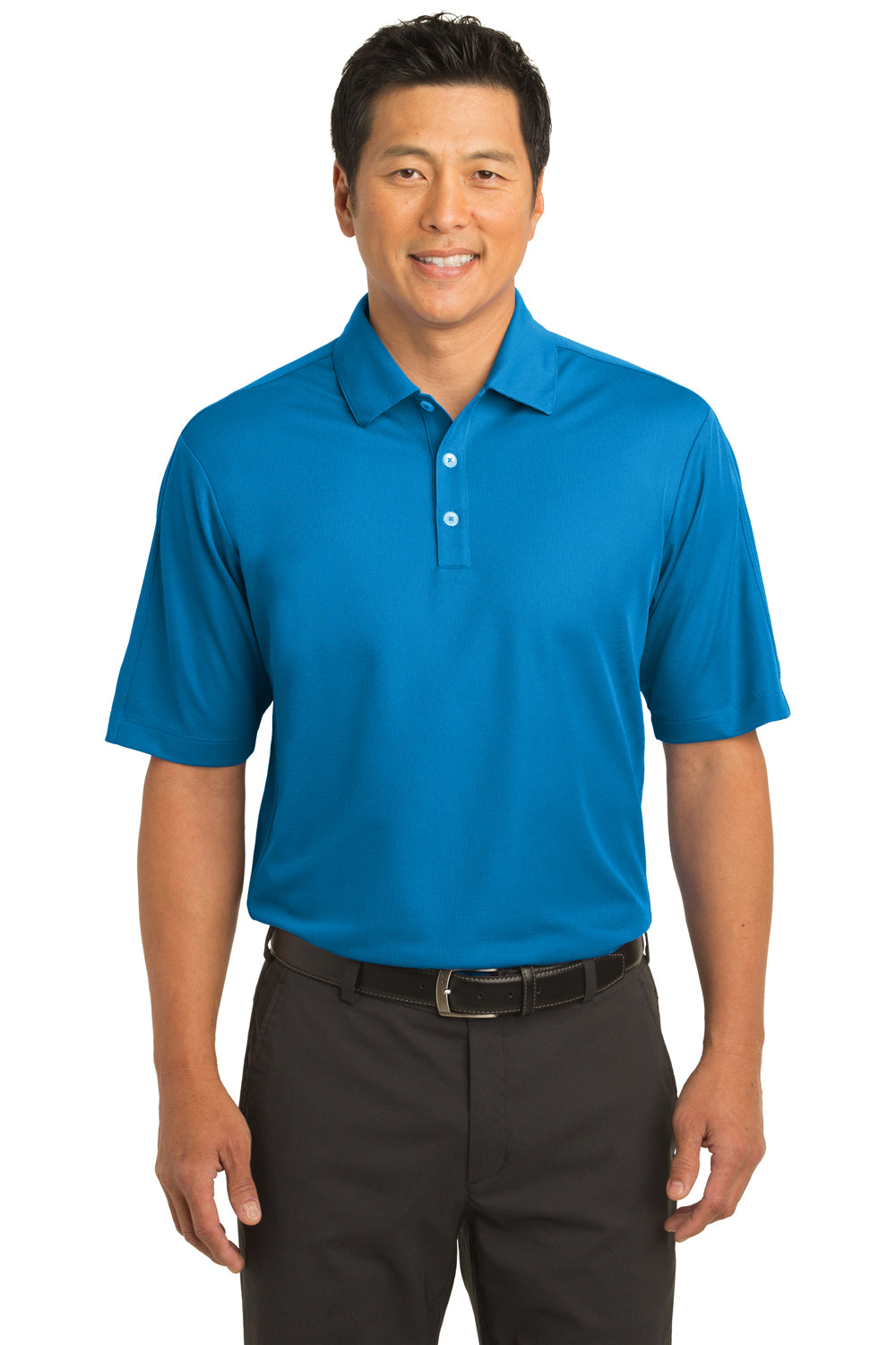 Nike 266998 Mens Tech Sport Dri-Fit Moisture Wicking Short Sleeve Polo Shirt Pacific Blue Model Front