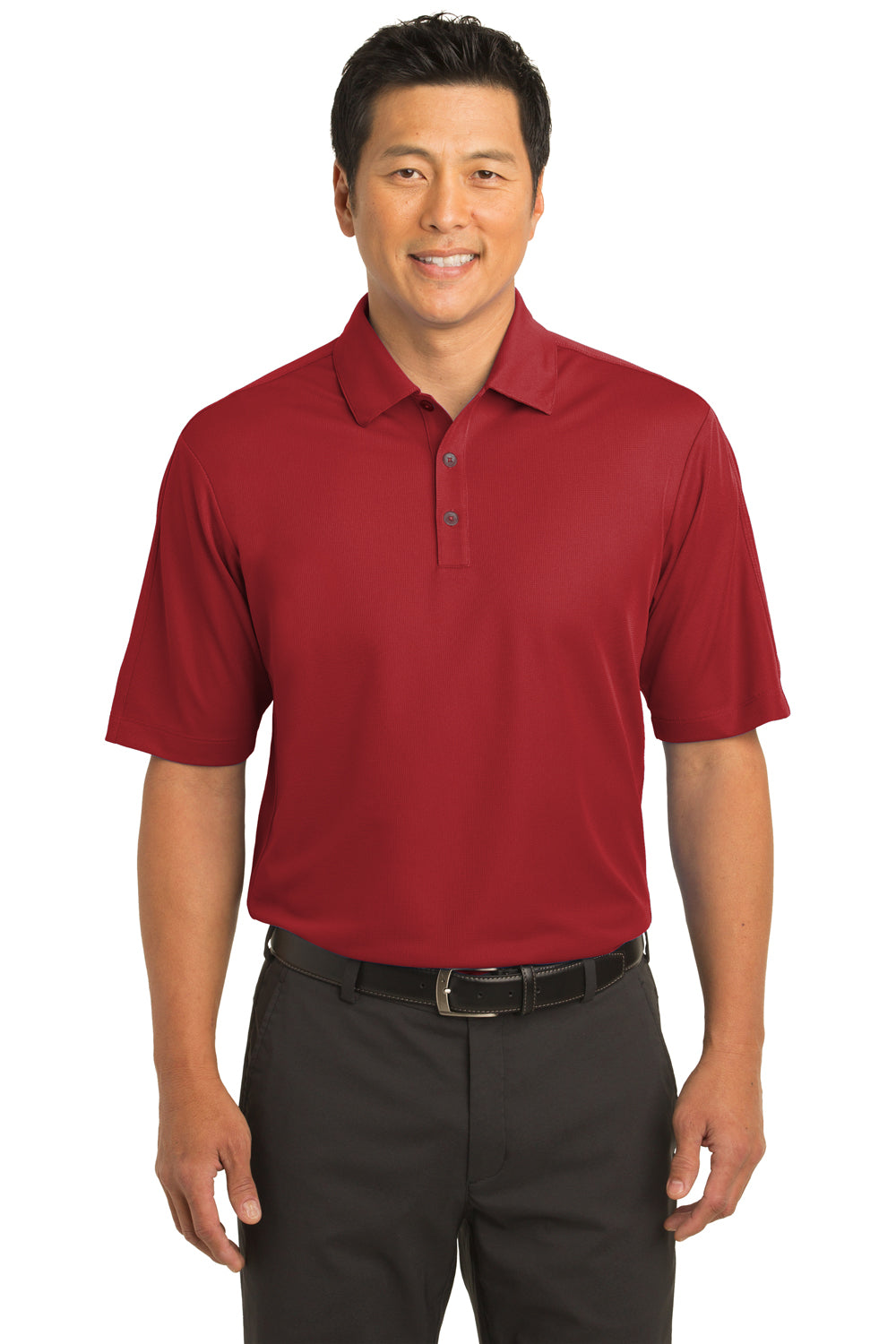 Nike 266998 Mens Tech Sport Dri-Fit Moisture Wicking Short Sleeve Polo Shirt Team Red Model Front