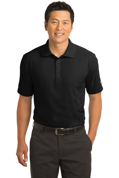 Nike 267020 Mens Classic Dri-Fit Moisture Wicking Short Sleeve Polo Shirt Black Model Front