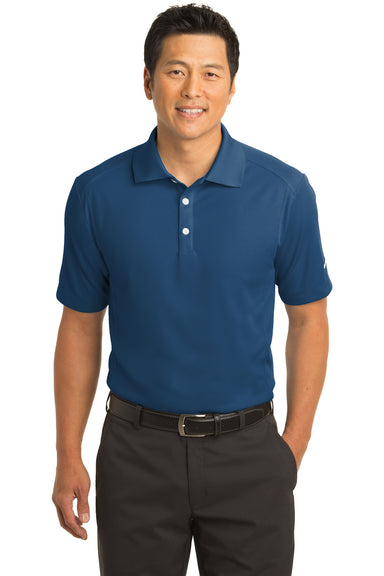 Nike 267020 Mens Classic Dri-Fit Moisture Wicking Short Sleeve Polo Shirt Court Blue Model Front