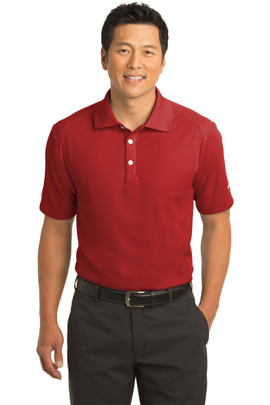 Nike 267020 Mens Classic Dri-Fit Moisture Wicking Short Sleeve Polo Shirt Varsity Red Model Front