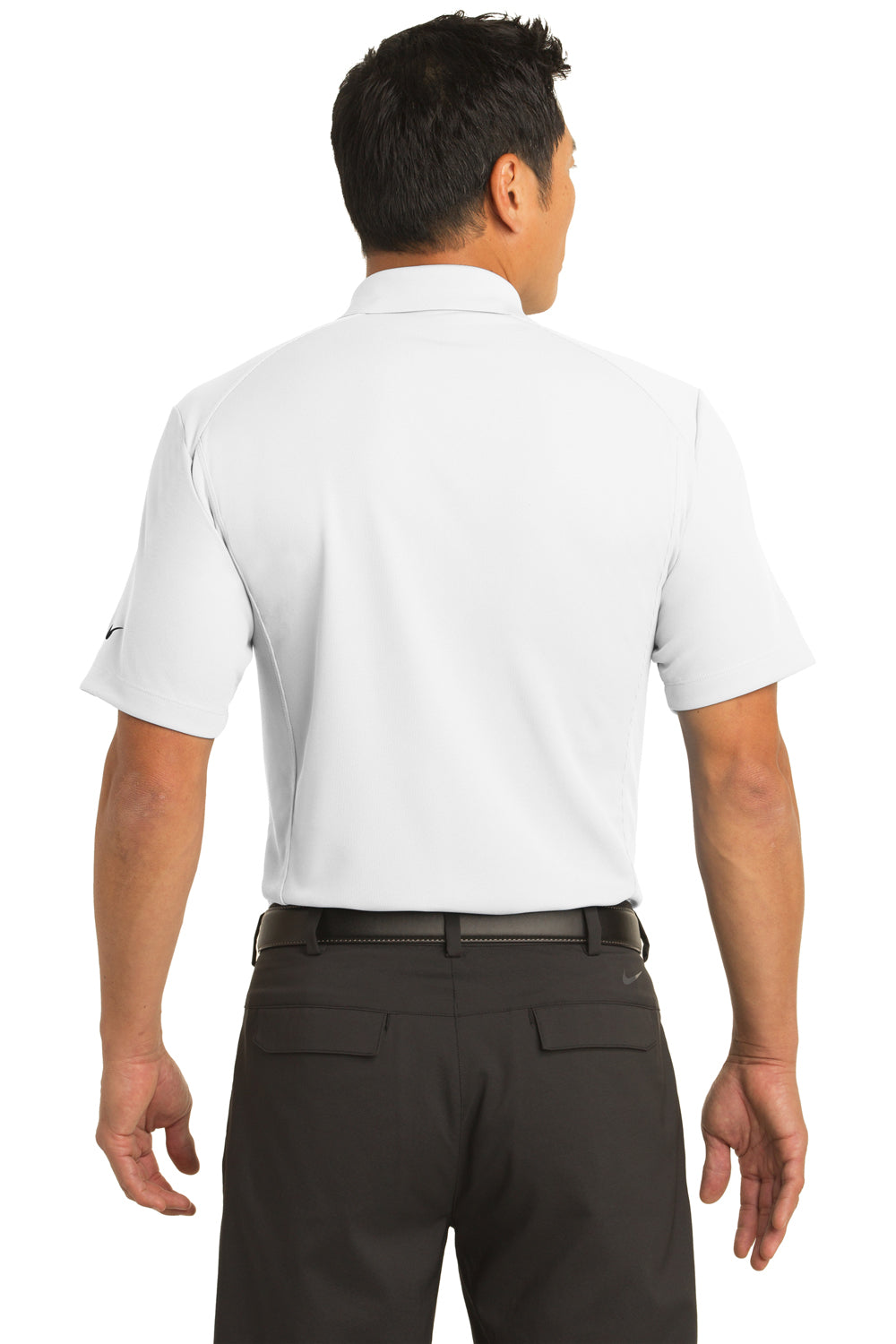 Nike 267020 Mens Classic Dri-Fit Moisture Wicking Short Sleeve Polo Shirt White Model Back