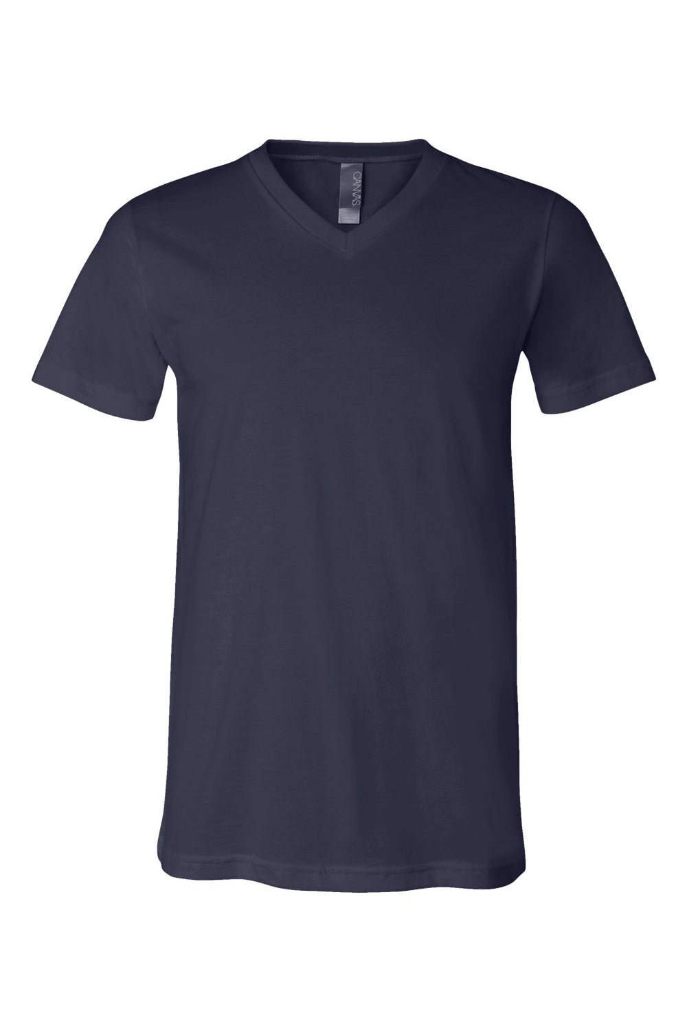 Bella + Canvas BC3005/3005/3655C Mens Jersey Short Sleeve V-Neck T-Shirt Navy Blue Flat Front