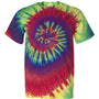 Dyenomite Mens Spiral Tie Dyed Short Sleeve Crewneck T-Shirt - Classic Rainbow Spiral - NEW