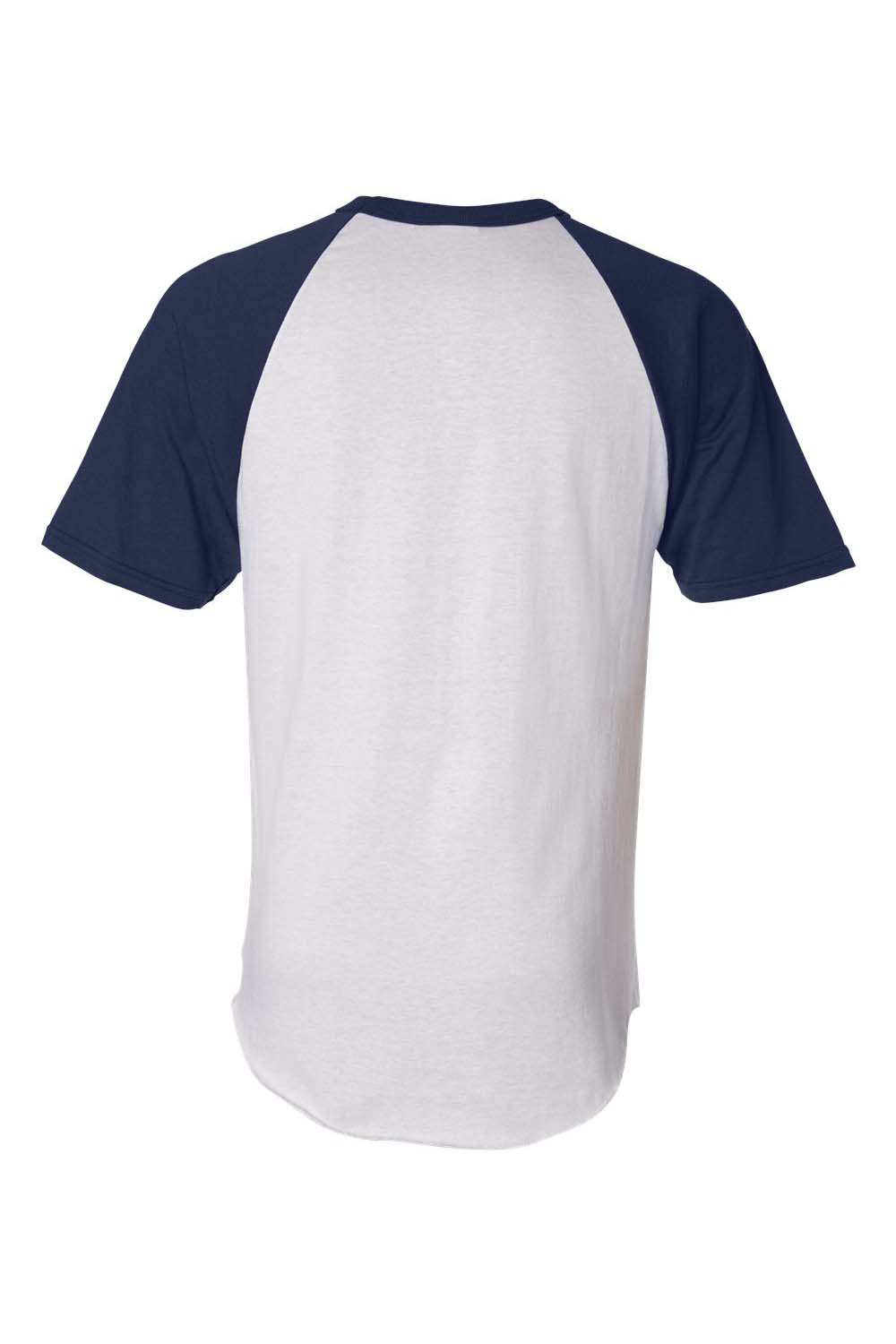 Augusta Sportswear 423 Mens Short Sleeve Crewneck T-Shirt White/Navy Blue Model Flat Back