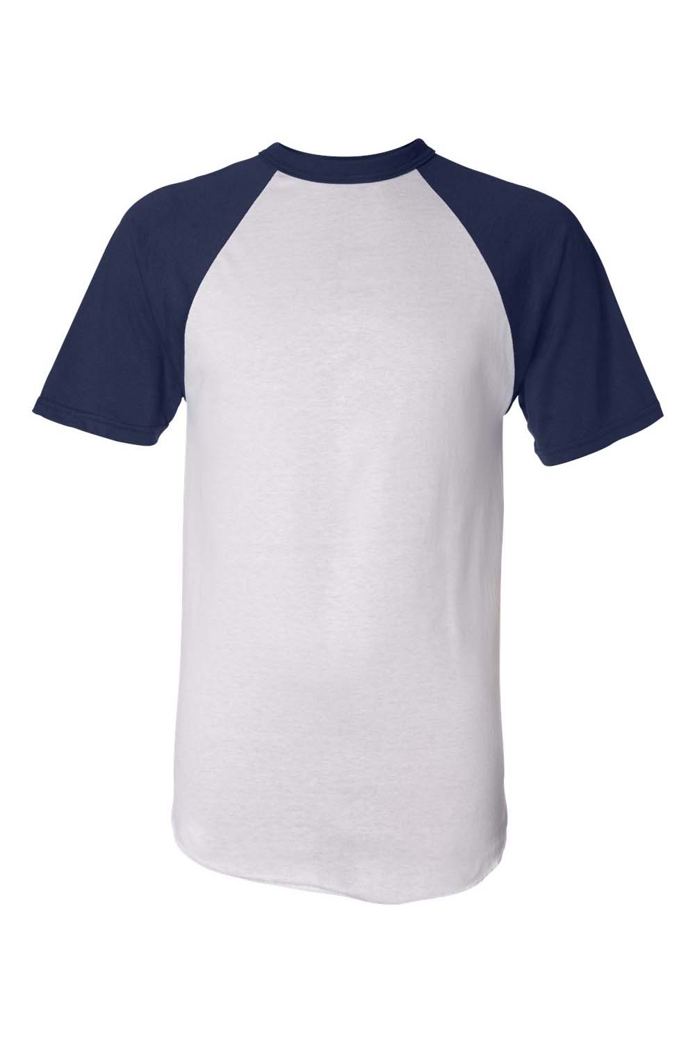 Augusta Sportswear 423 Mens Short Sleeve Crewneck T-Shirt White/Navy Blue Model Flat Front