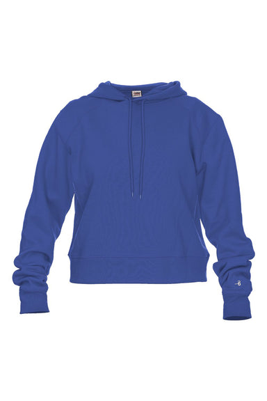 Badger 1261 Womens Crop Hooded Sweatshirt Hoodie Royal Blue Flat Front