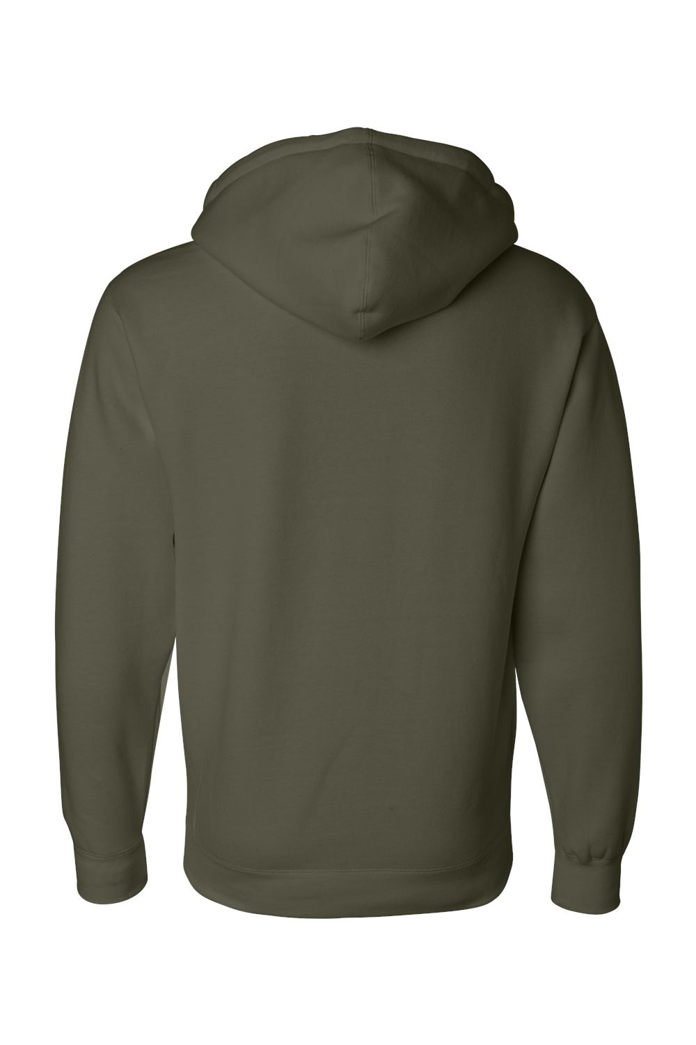 Independent Trading Company IND4000 Mens Hooded Sweatshirt Hoodie w/ Pouch Pocket Army Green Flat Back