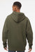 Independent Trading Company IND4000 Mens Hooded Sweatshirt Hoodie w/ Pouch Pocket Army Green Model Back