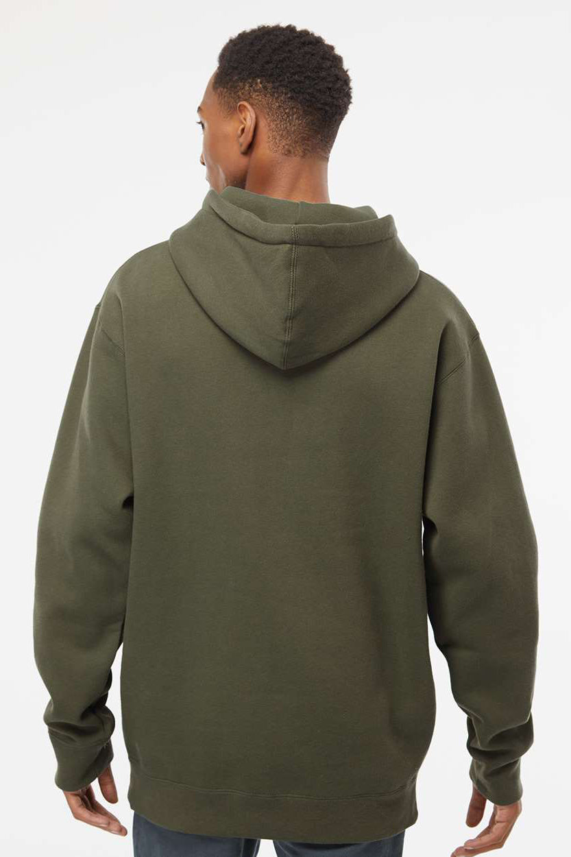 Independent Trading Company IND4000 Mens Hooded Sweatshirt Hoodie w/ Pouch Pocket Army Green Model Back