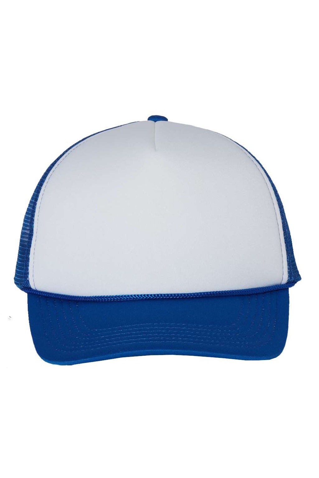 Valucap Hats VC700 Mens Foam Mesh Back Snapback Trucker Hat White/Royal Blue Flat Front