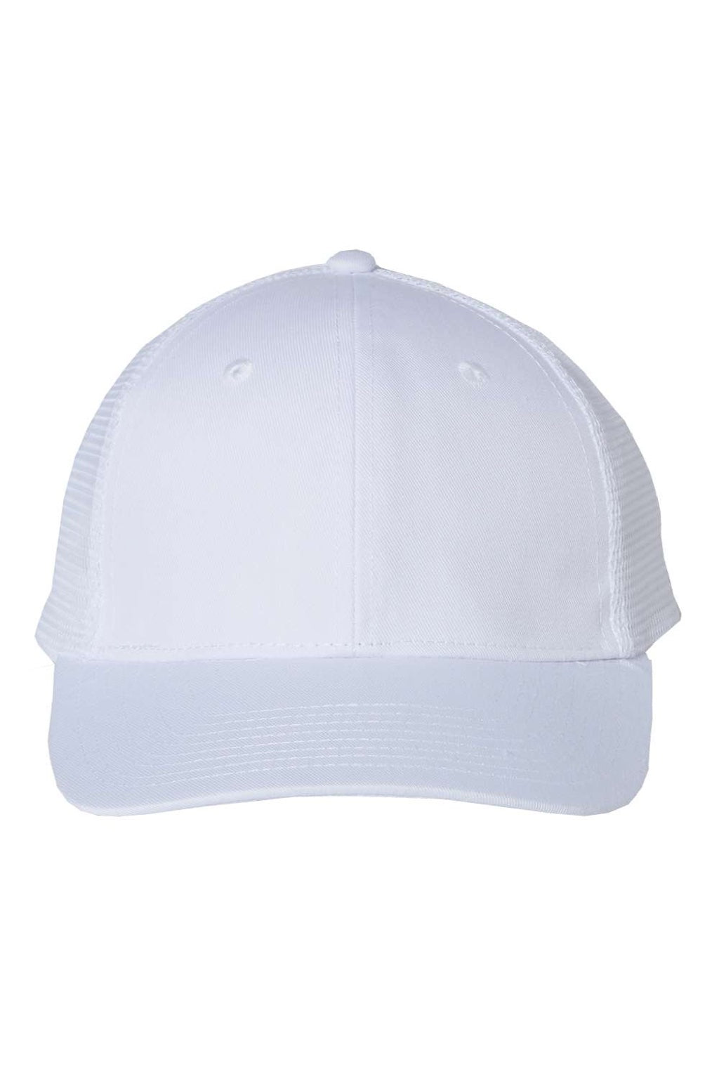Valucap Hats VC400 Mens Mesh Back Twill Snapback Trucker Hat White Flat Front