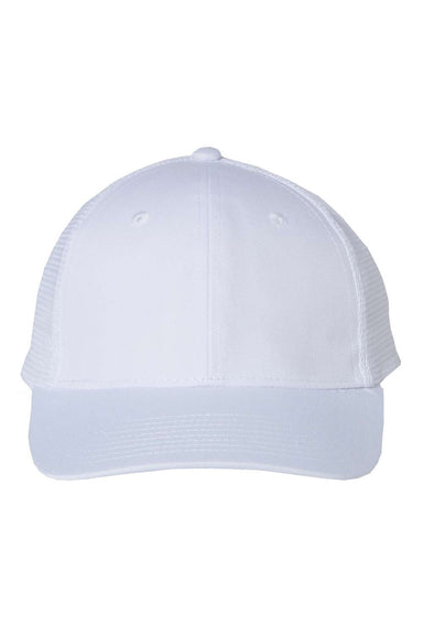 Valucap Hats VC400 Mens Mesh Back Twill Snapback Trucker Hat White Flat Front