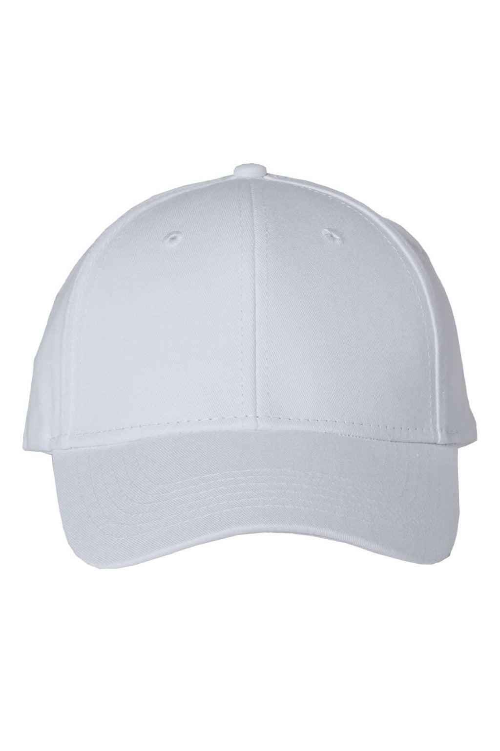 Valucap Hats VC600 Mens Chino Adjustable Hat White Flat Front