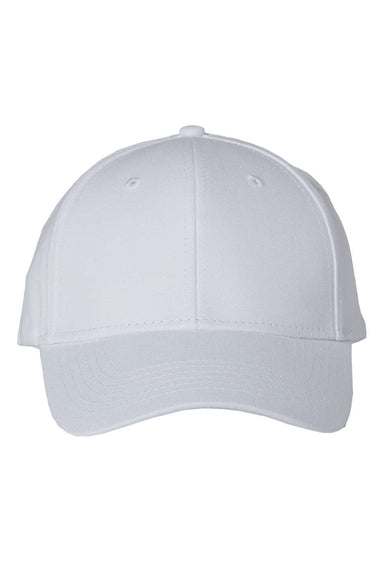 Valucap Hats VC600 Mens Chino Adjustable Hat White Flat Front