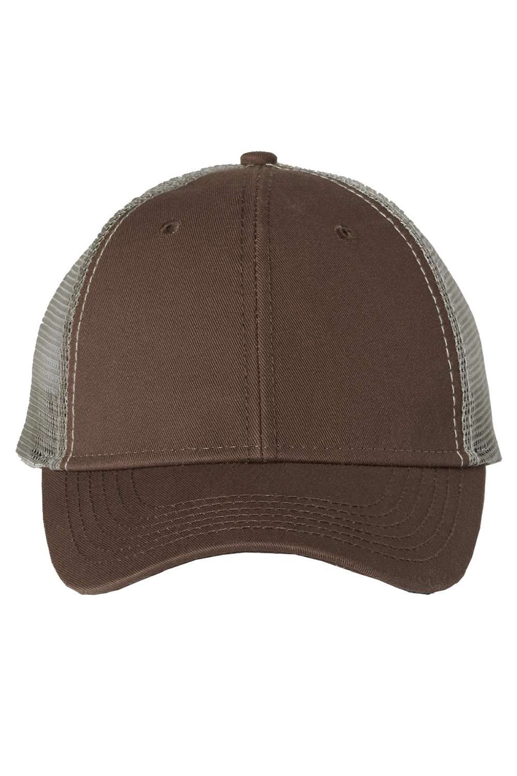 Valucap Hats AH80 Mens Bio-Washed Adjustable Trucker Hat Brown/Khaki Flat Front