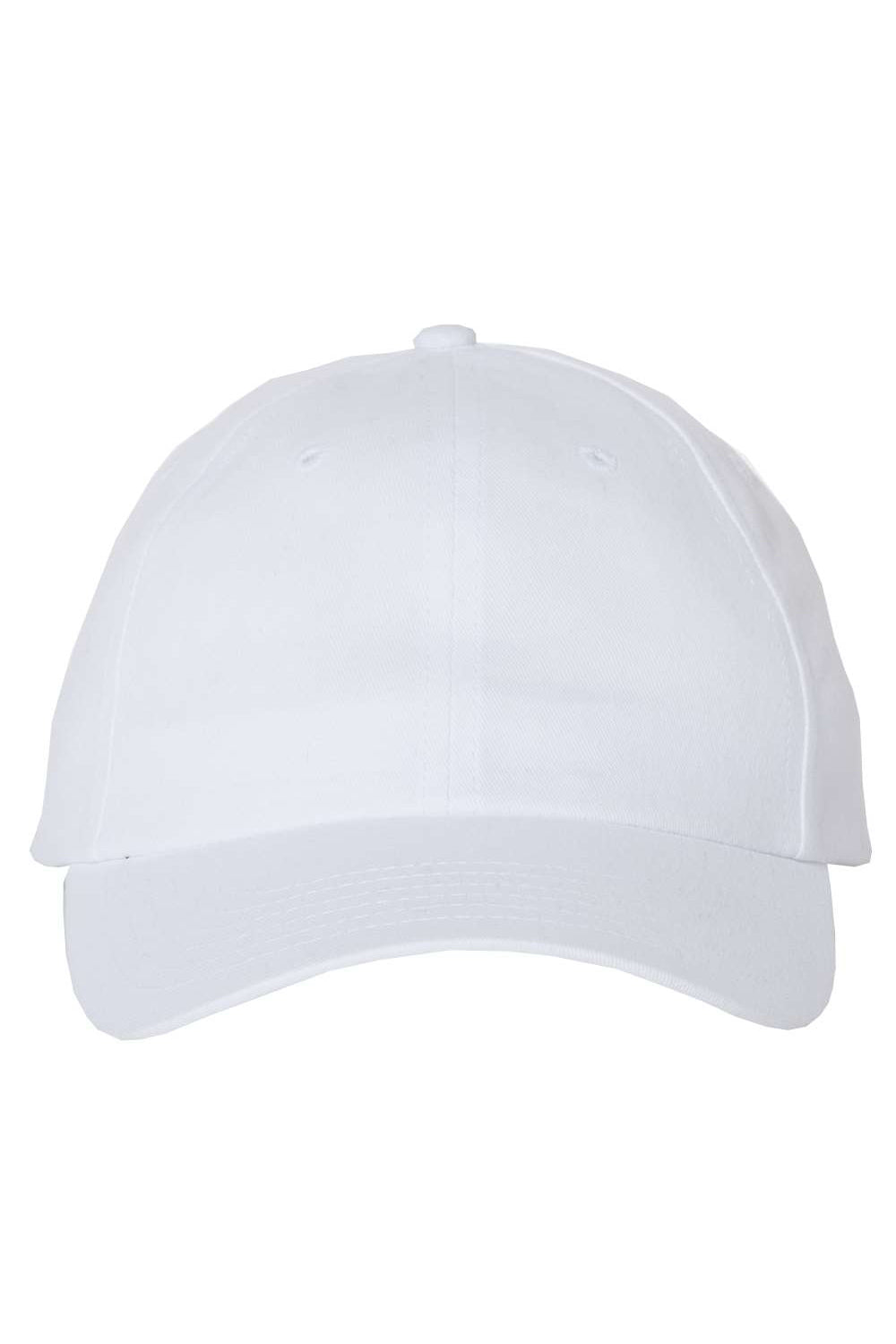 Valucap VC200 Mens Brushed Twill Hat White Flat Front