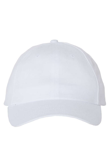 Valucap Hats VC200 Mens Brushed Twill Adjustable Hat White Flat Front