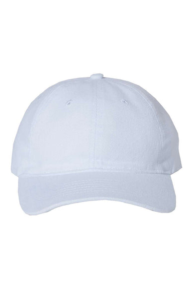Valucap Hats 9610 Mens Heavy Brushed Twill Adjustable Hat White Flat Front
