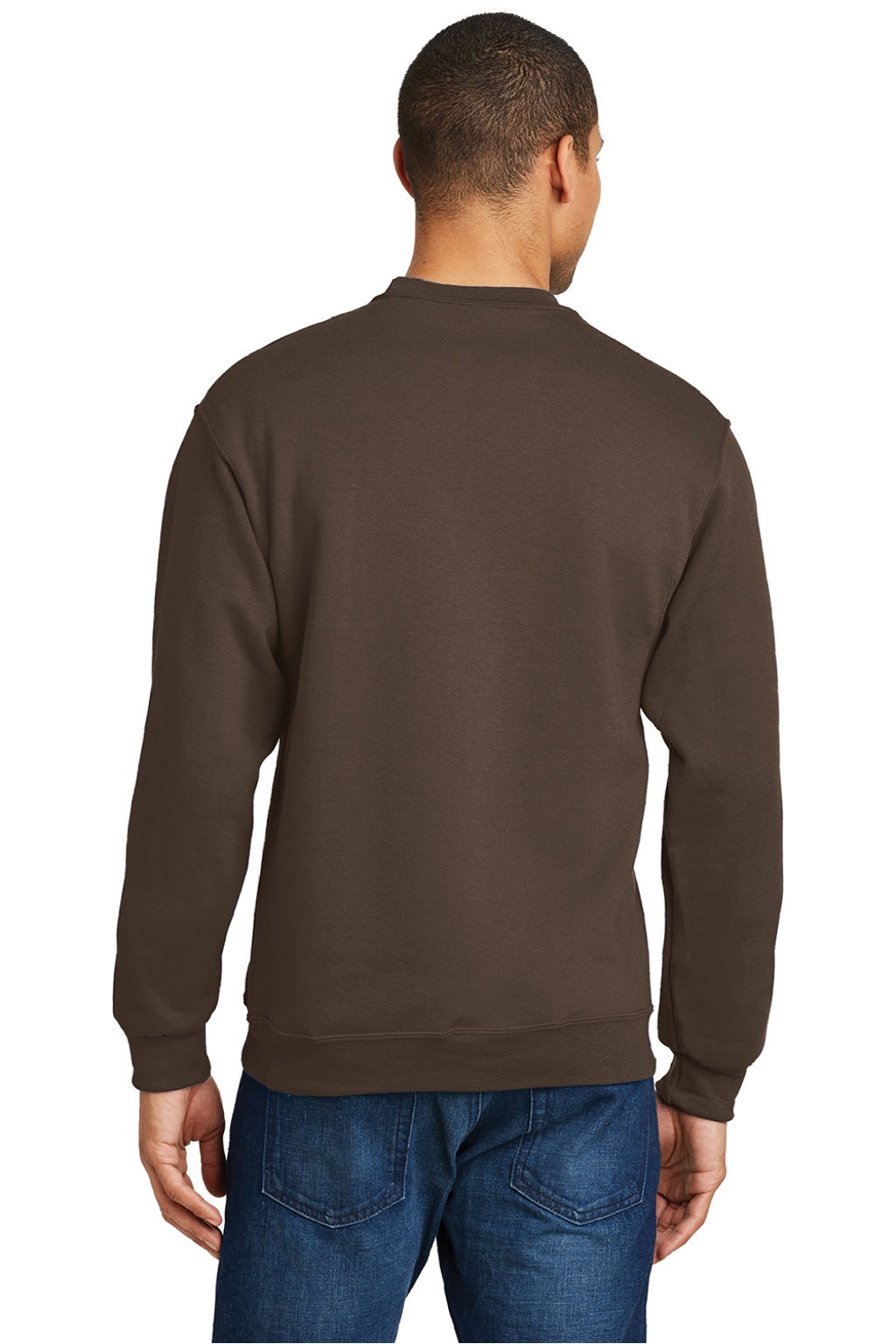 Jerzees 562M/562MR Mens NuBlend Fleece Crewneck Sweatshirt Chocolate Brown Model Back