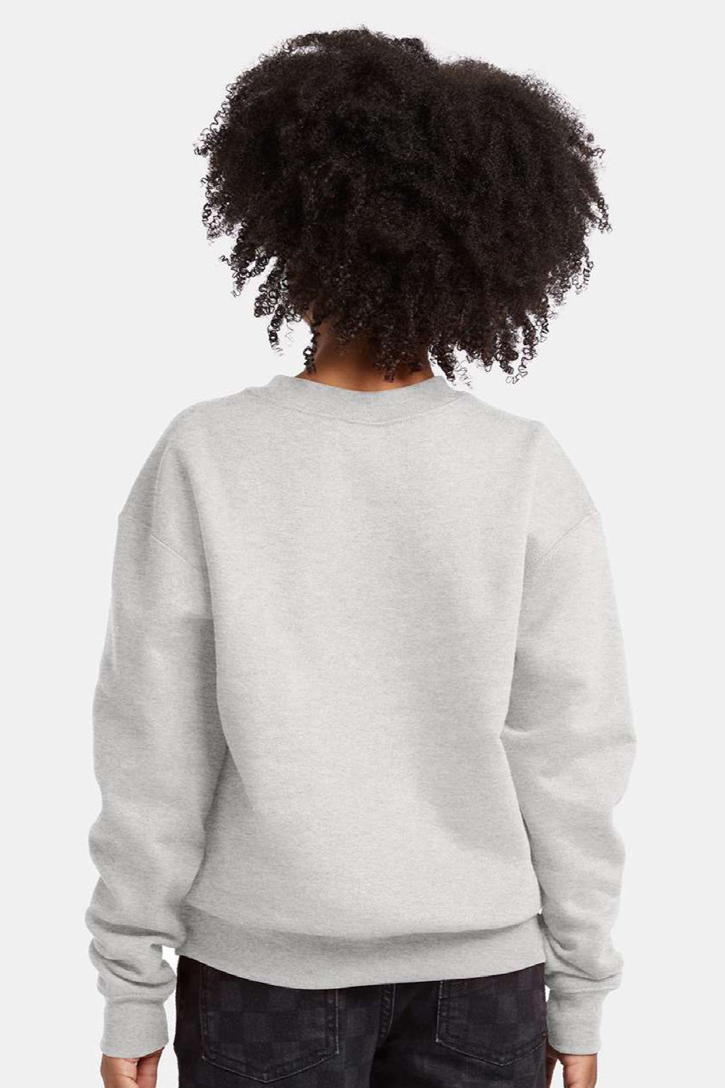 Hanes P360 Youth Ecosmart Crewneck Sweatshirt Ash Grey Model Back