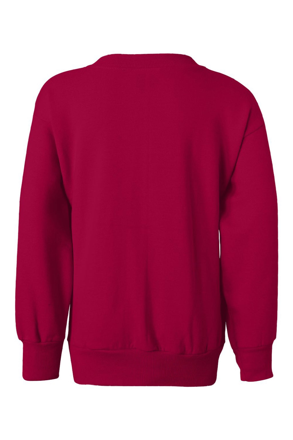 Hanes P360 Youth Ecosmart Crewneck Sweatshirt Deep Red Flat Back