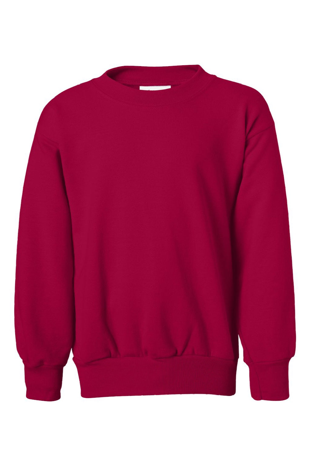 Hanes P360 Youth Ecosmart Crewneck Sweatshirt Deep Red Flat Front