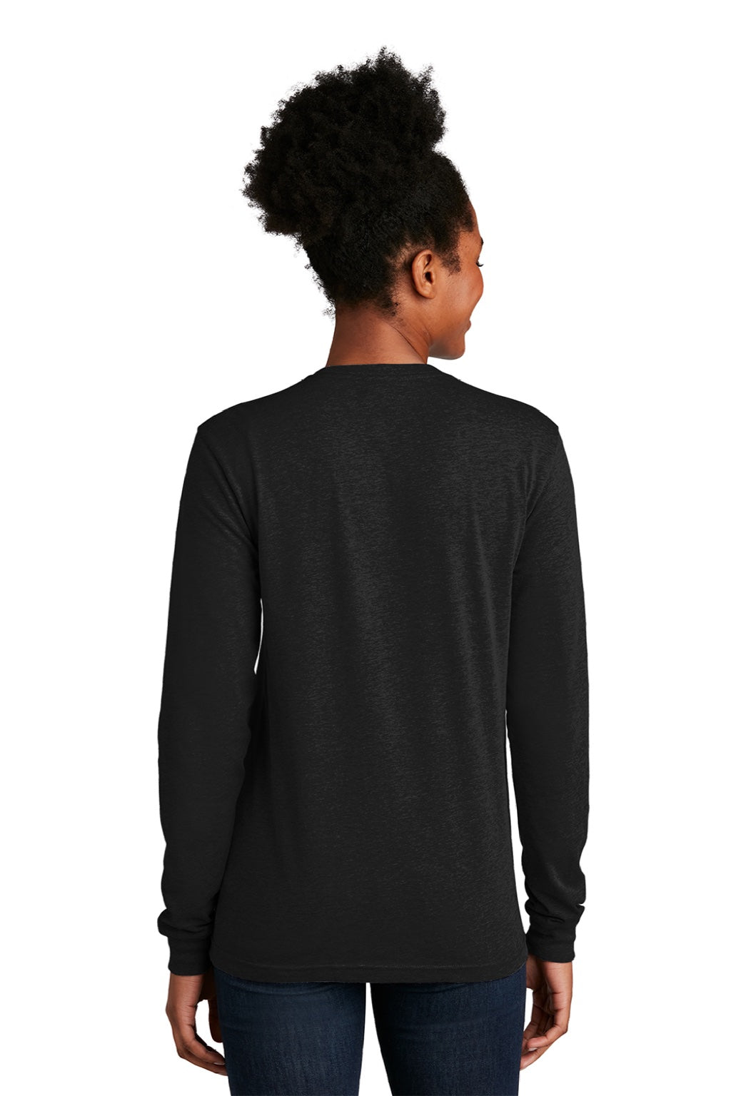 Next Level NL6211 Mens CVC Long Sleeve Crewneck T-Shirt Black Model Back