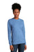 Next Level NL6211 Mens CVC Long Sleeve Crewneck T-Shirt Heather Columbia Blue Model Front