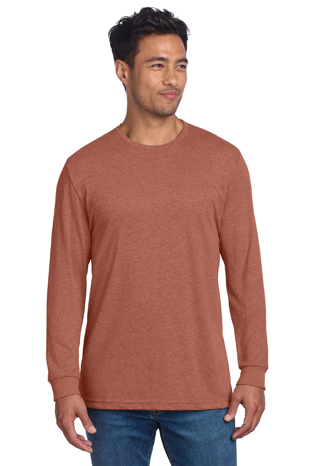 Next Level NL6211/6211 Mens CVC Long Sleeve Crewneck T-Shirt Heather Redwood Model Front