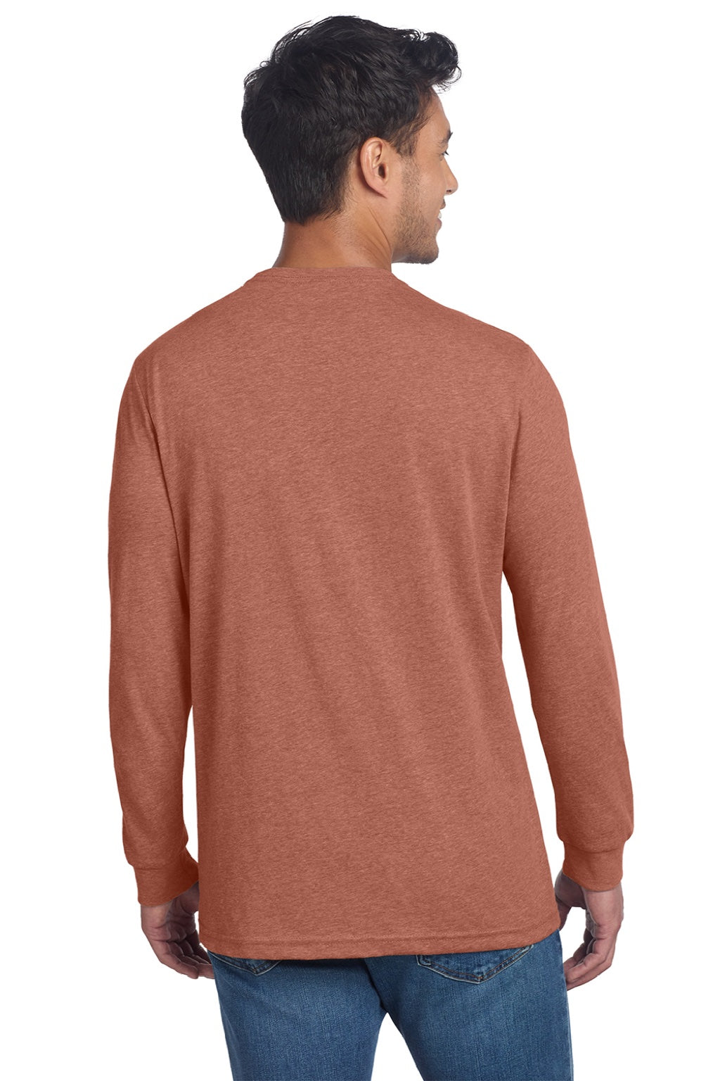 Next Level NL6211/6211 Mens CVC Long Sleeve Crewneck T-Shirt Heather Redwood Model Back